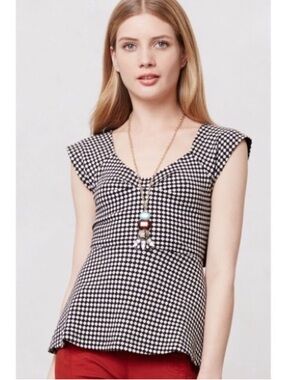 Deletta Black and White Fitted Peplum Blouse S
